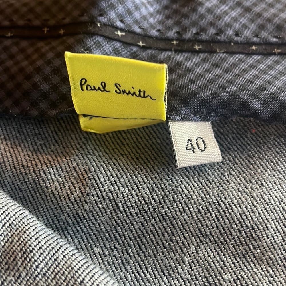 EUC Paul Smith dark denim pencil skirt, 40 IT, bow and slit accents